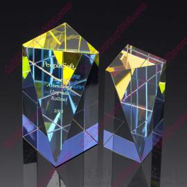水晶方体工艺品镀彩水晶纪念品斜面方块奖杯奖牌